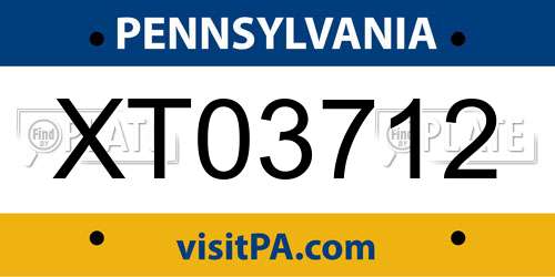 XT03712 Pennsylvania License Plate