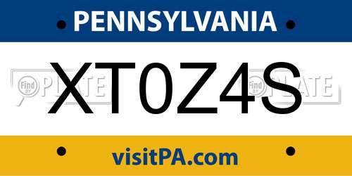 XT0Z4S Pennsylvania License Plate