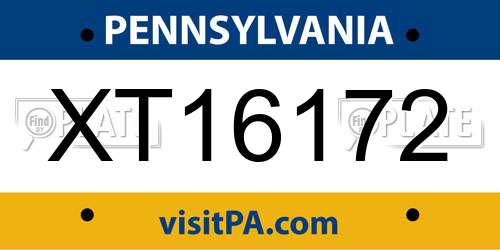 XT16172 Pennsylvania License Plate