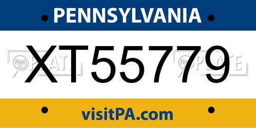 XT55779 Pennsylvania License Plate