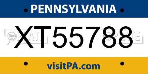XT55788 Pennsylvania License Plate