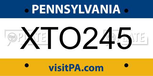 XTO245 Pennsylvania License Plate