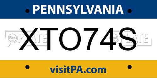 XTO74S Pennsylvania License Plate