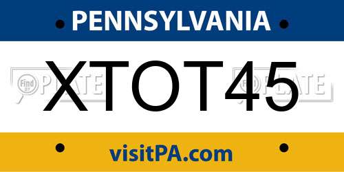 XTOT45 Pennsylvania License Plate