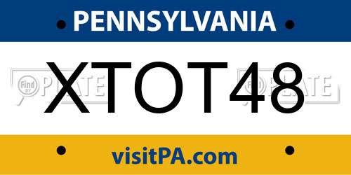 XTOT48 Pennsylvania License Plate