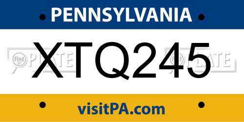 XTQ245 Pennsylvania License Plate