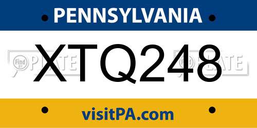 XTQ248 Pennsylvania License Plate