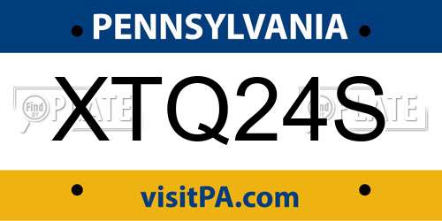 XTQ24S Pennsylvania License Plate
