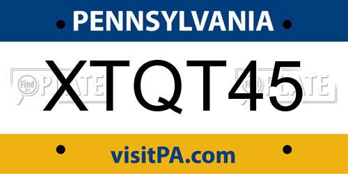 XTQT45 Pennsylvania License Plate