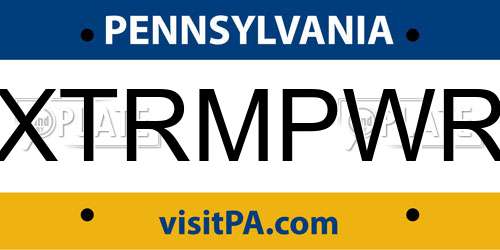 XTRMPWR Pennsylvania License Plate