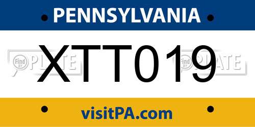 XTT019 Pennsylvania License Plate