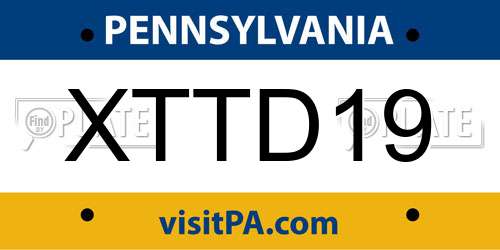 XTTD19 Pennsylvania License Plate