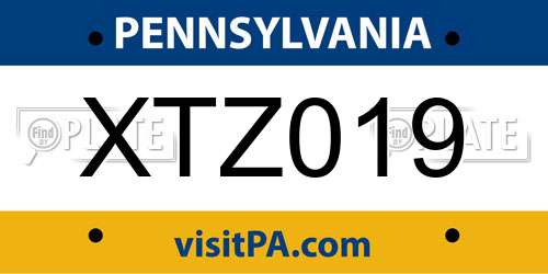XTZ019 Pennsylvania License Plate