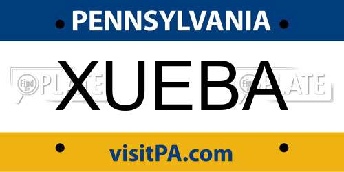 XUEBA Pennsylvania License Plate