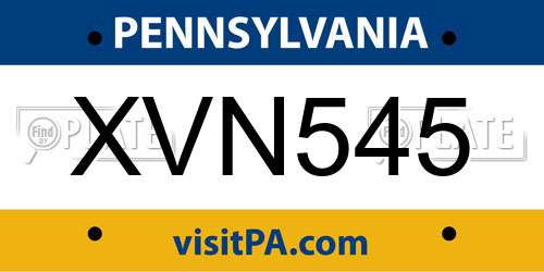 XVN545 Pennsylvania License Plate