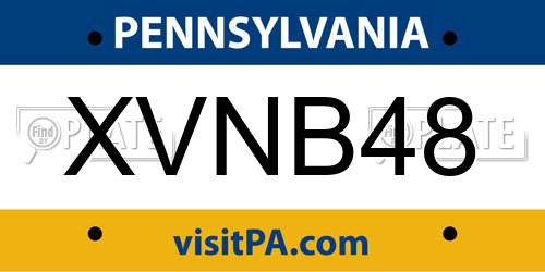 XVNB48 Pennsylvania License Plate