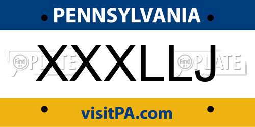XXXLLJ Pennsylvania License Plate