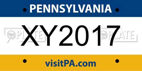 XY2017 Pennsylvania License Plate