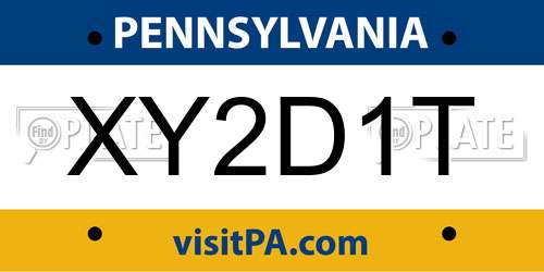 XY2D1T Pennsylvania License Plate