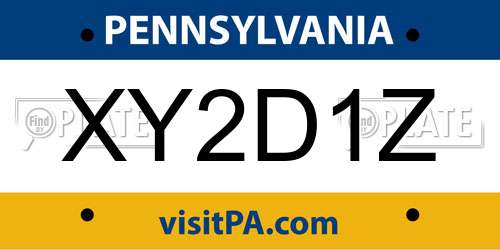 XY2D1Z Pennsylvania License Plate