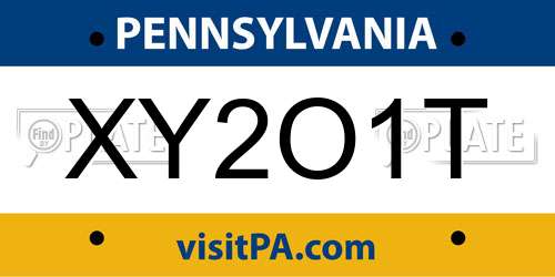 XY2O1T Pennsylvania License Plate