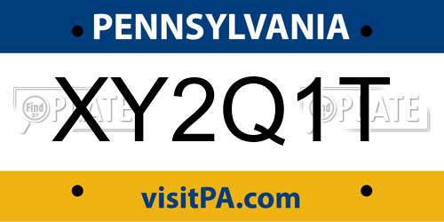 XY2Q1T Pennsylvania License Plate