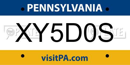 XY5D0S Pennsylvania License Plate