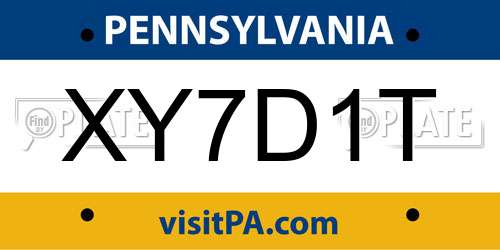 XY7D1T Pennsylvania License Plate