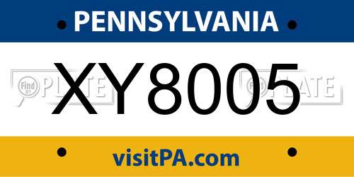 XY8005 Pennsylvania License Plate