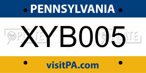 XYB005 Pennsylvania License Plate