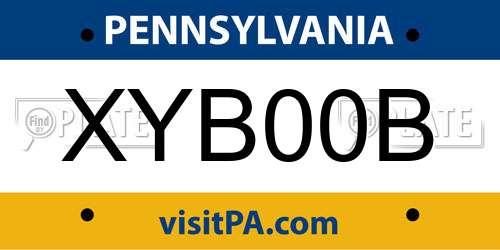 XYB00B Pennsylvania License Plate