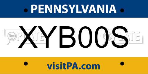 XYB00S Pennsylvania License Plate