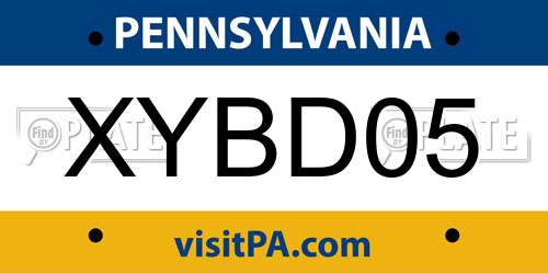 XYBD05 Pennsylvania License Plate