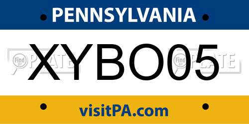 XYBO05 Pennsylvania License Plate