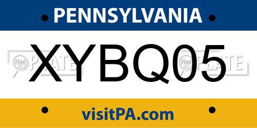 XYBQ05 Pennsylvania License Plate