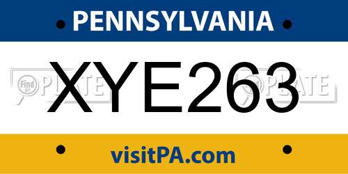 XYE263 Pennsylvania License Plate