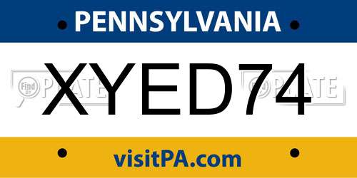 XYED74 Pennsylvania License Plate