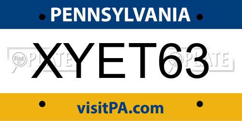 XYET63 Pennsylvania License Plate