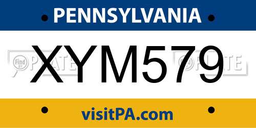 XYM579 Pennsylvania License Plate