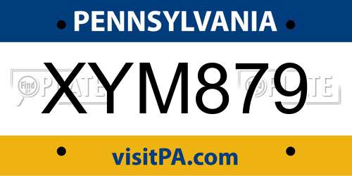 XYM879 Pennsylvania License Plate