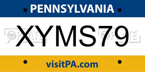 XYMS79 Pennsylvania License Plate