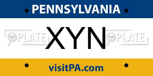 XYN Pennsylvania License Plate