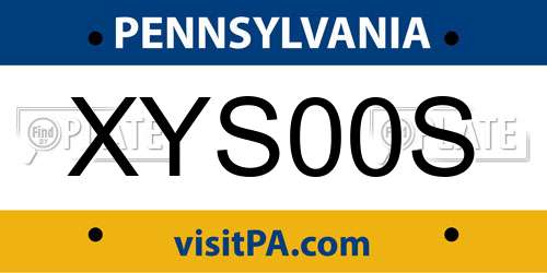 XYS00S Pennsylvania License Plate