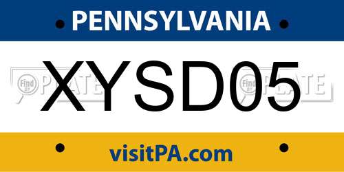 XYSD05 Pennsylvania License Plate
