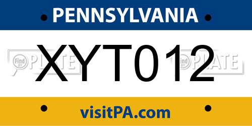 XYT012 Pennsylvania License Plate