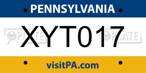 XYT017 Pennsylvania License Plate