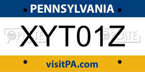 XYT01Z Pennsylvania License Plate