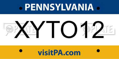 XYTO12 Pennsylvania License Plate
