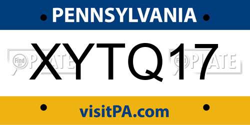 XYTQ17 Pennsylvania License Plate