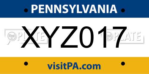 XYZ017 Pennsylvania License Plate
